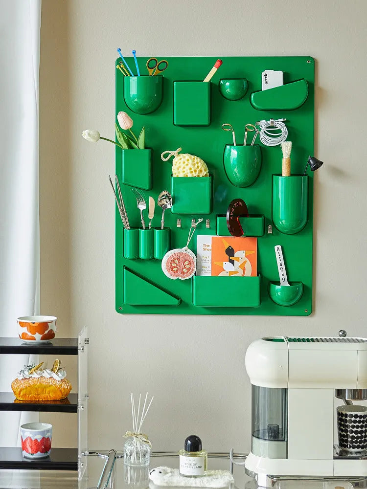 Wall-mounted Storage Rack with Hooks for Office, Kitchen and Workshop Children's Room Organizer with Adjustable Shelves