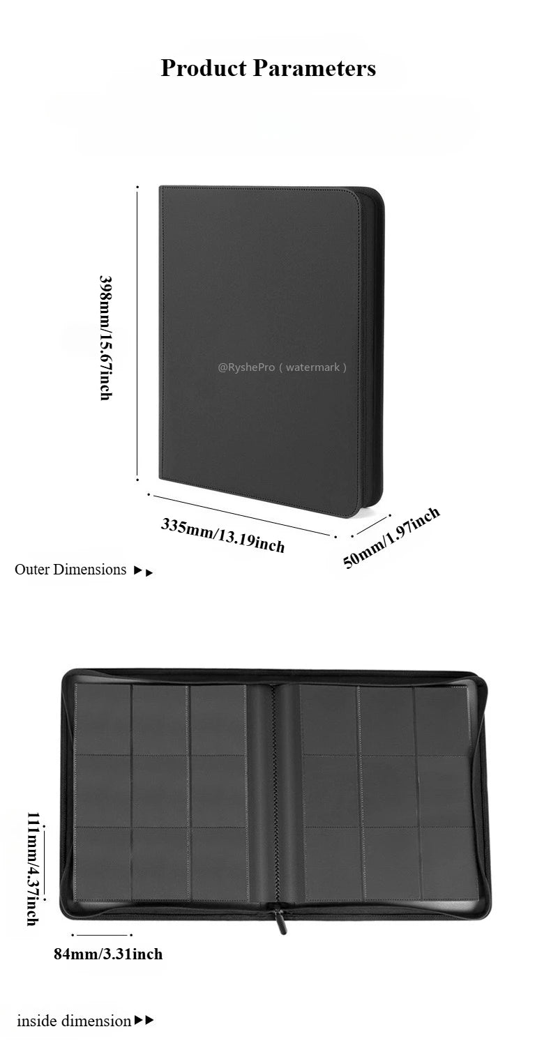 9 Pocket Card Binder for YuGiOh MTG TCG Game Card Holder Holds 252+ Top Loaders Waterproof Card Storage Album
