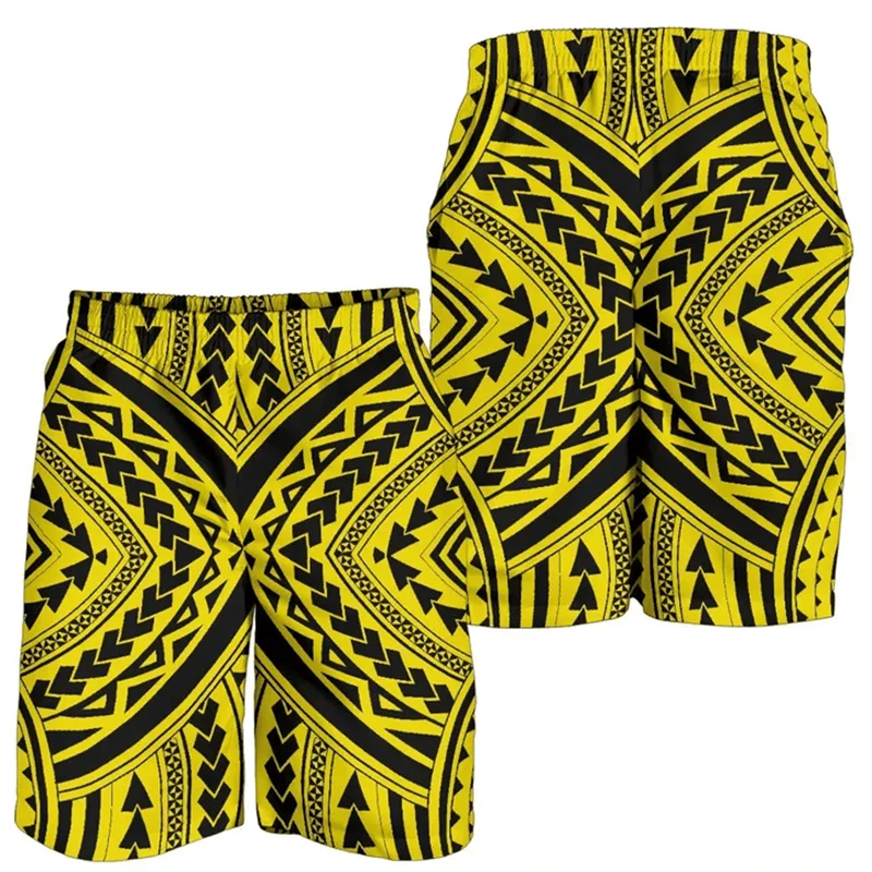 New 3D Printed Polynesian Tribal Turtle Hawaii Shorts Men's Beach Shorts Women Vacation Floral Sports Board Shorts Swim Trunks