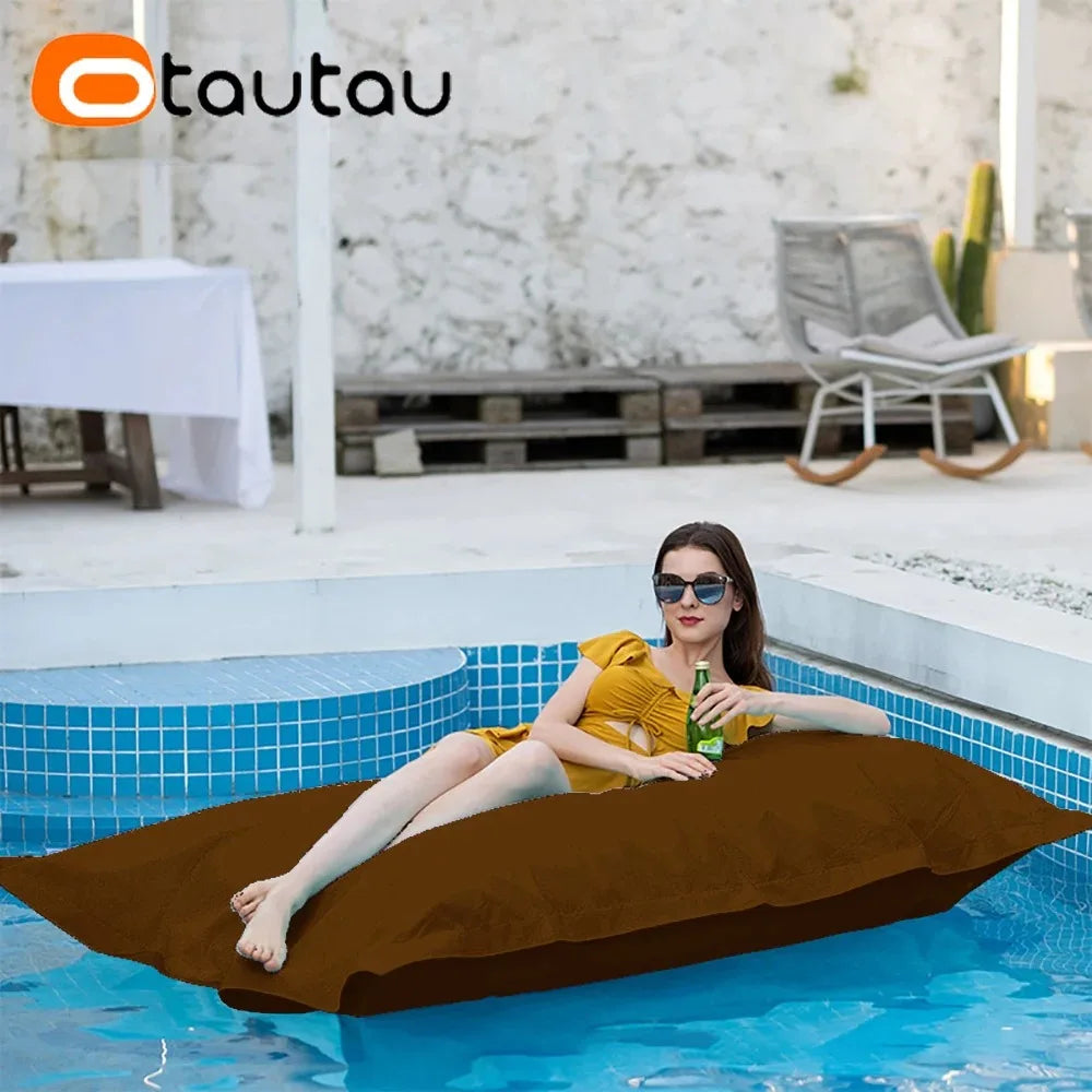 OTAUTAU Retangular Swimming Pool Floating Bean Bag Pouf Cover No Filler Waterproof Beach Pillow Sac Sofa Bed Chaise Lounge DD034