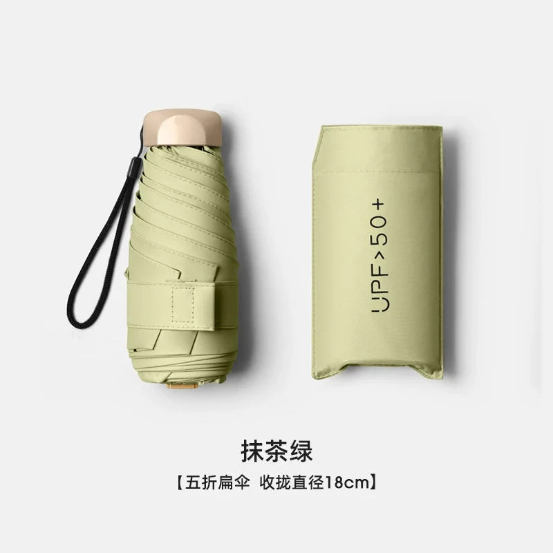 Low Price Promotion Mini Sun Umbrella Pocket Rain Umbrella Vinyl Folding UV Ultraviolet Protection Sun Shade Pocket Parasol
