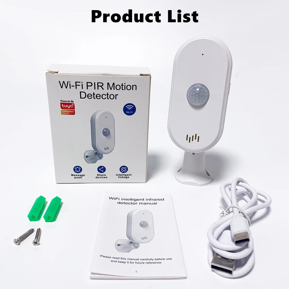 SMATRUL Tuya Smart Wifi Pir Motion Sensor Usb Home Security System Detector Alarm App Remote Control Timing Arming