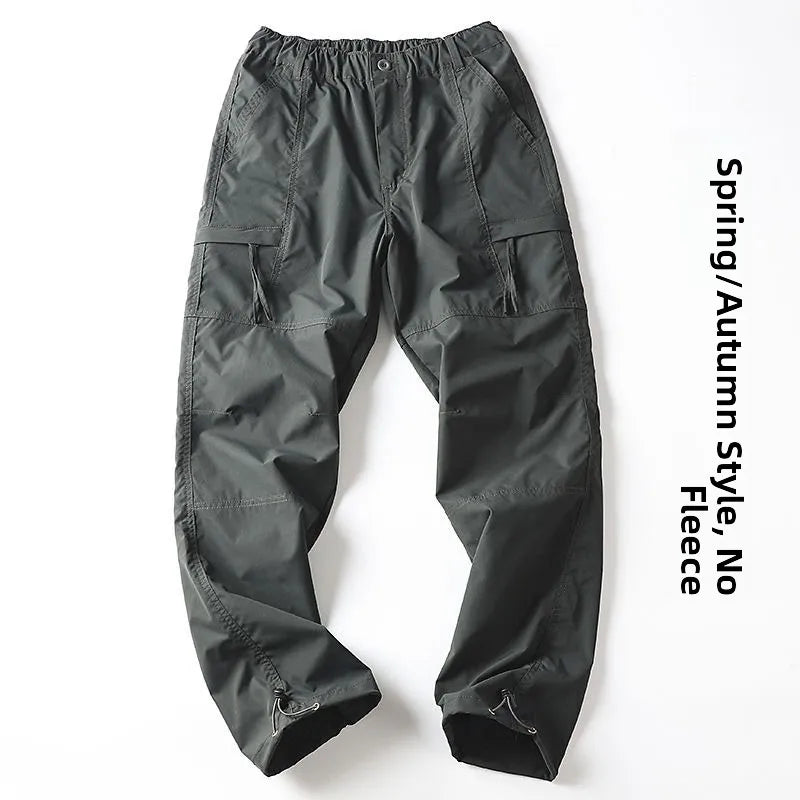 Outdoor Workwear Pants Men's Loose Fleece Lined Thick Soft  Hiking Pants Windproof Waterproof Polyester Fiber Straight Leg