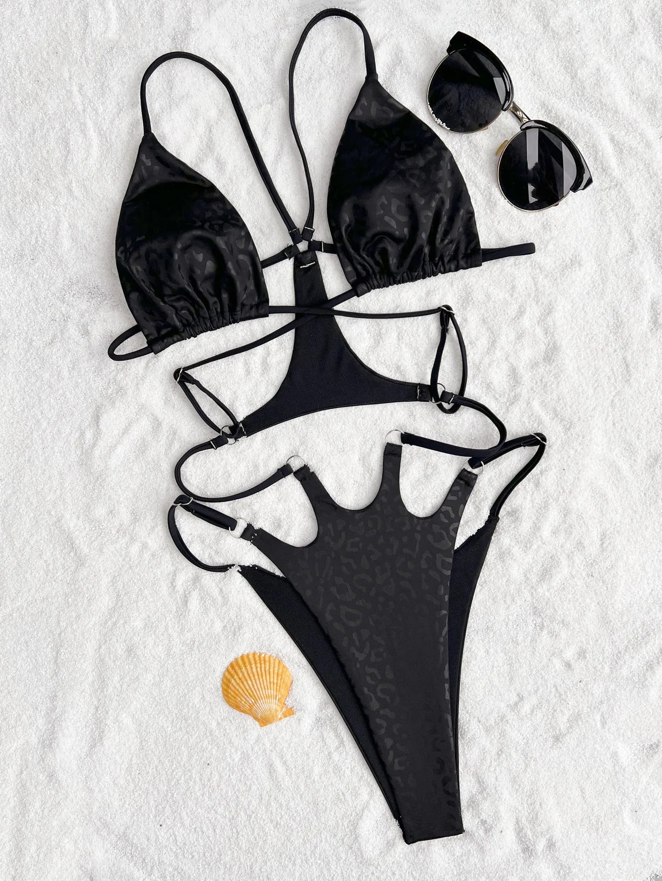 sexy patchwork leopard print swimsuit one piece Bikinis Swimwear Swimsuits backless tie beach outfits bodysuit biquini tankini