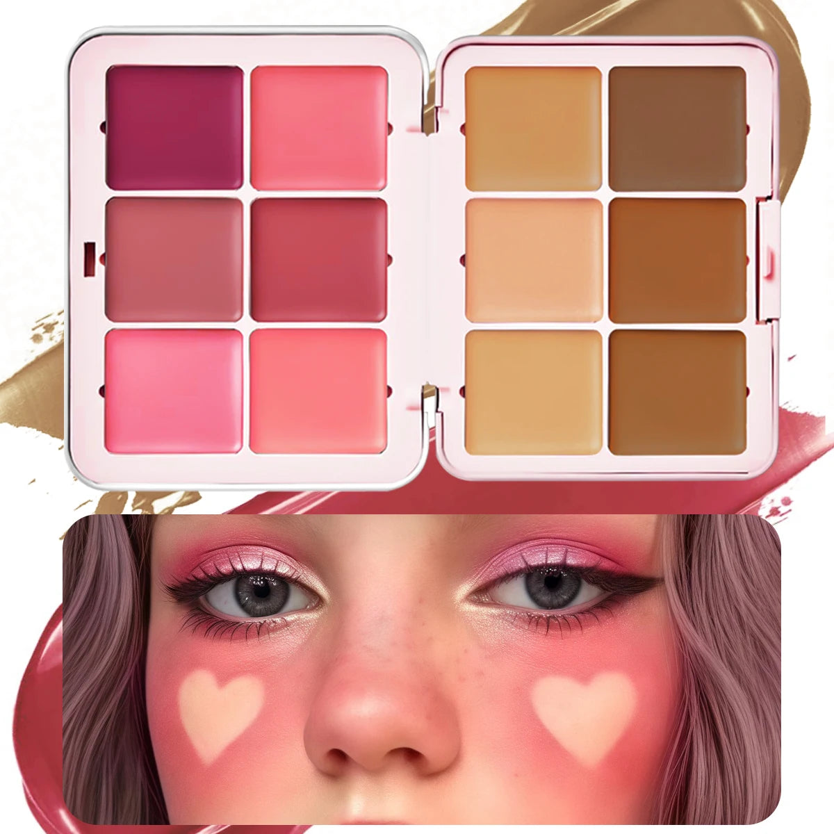12-color concealer and blush palette Matte and highlight contour makeup rouge palette