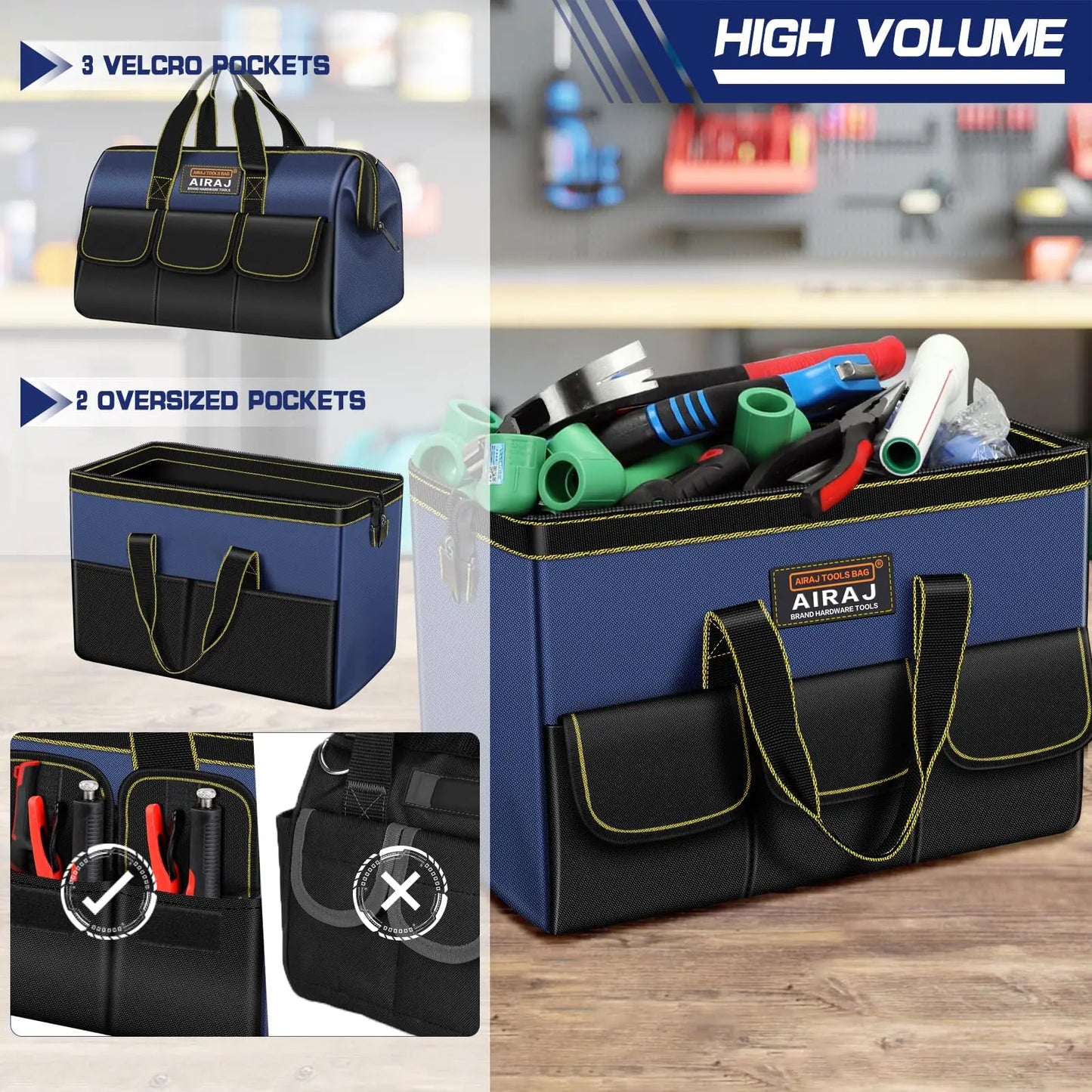 AIRAJ Tool Bag Electrician Instrumentation Work Bag Organizer Wrench Set Storage Tool Bags Professional Heavy Duty Tool Bag Belt
