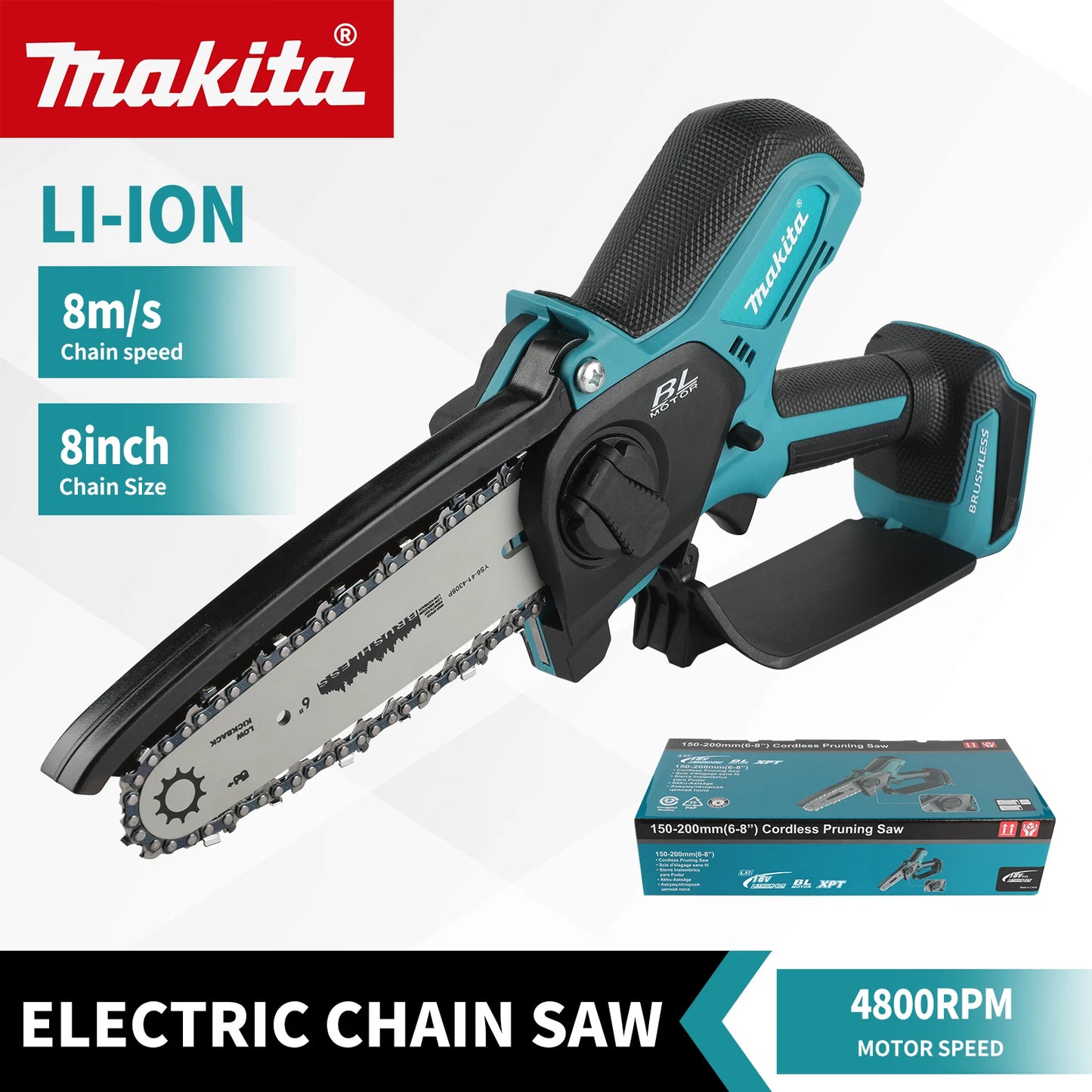 Makita 18V Cordless Chainsaw for Woodworking with Small Handheld Electric 6-inch Logging Sawzall Mini Portable Chainsaw