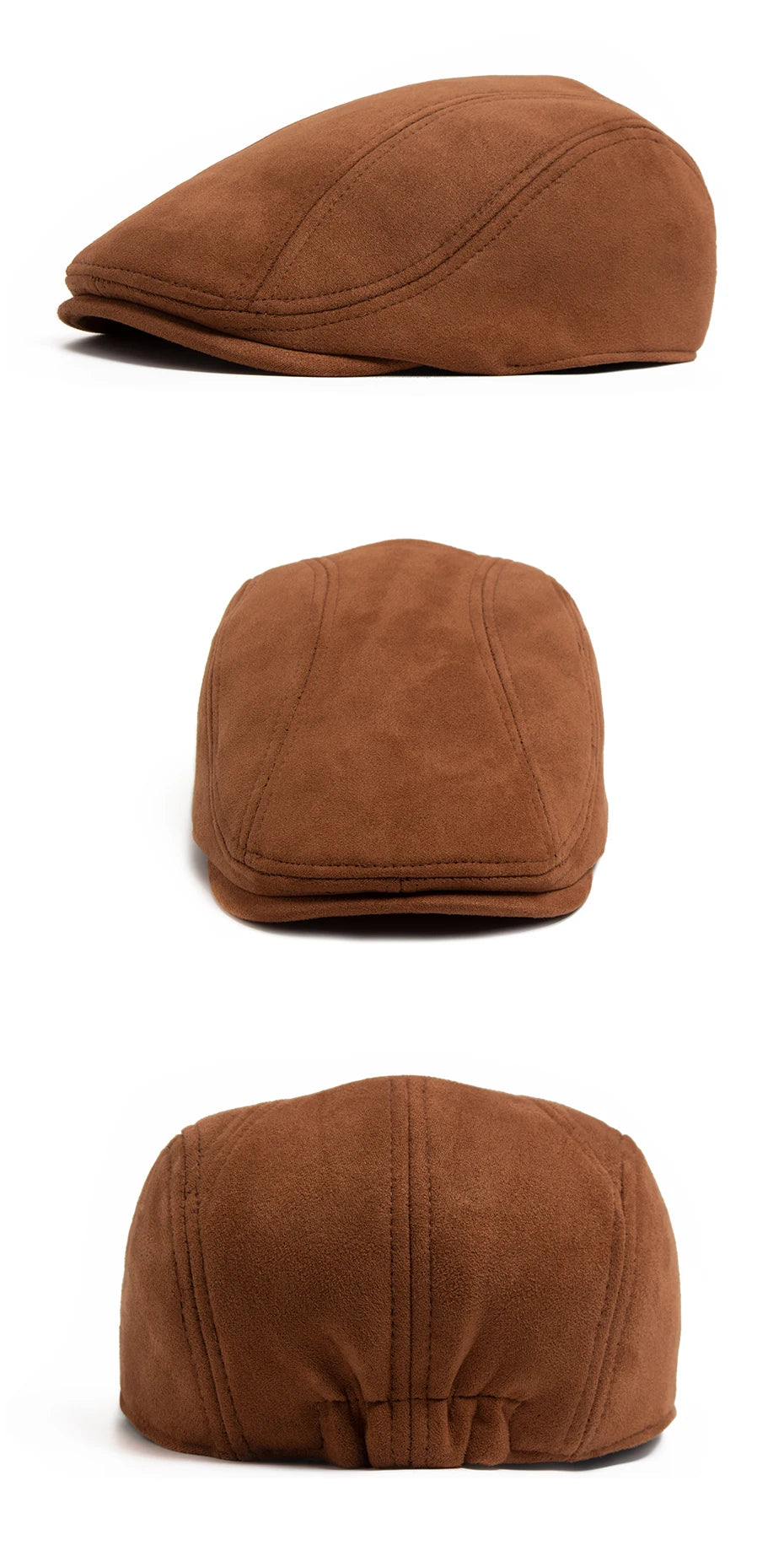 New Suede Autumn Winter Beret Fashion Vintage Men Women Newsboy Hat Casual Flat Visor Cap Berets For 54-58cm Head Circum Ference