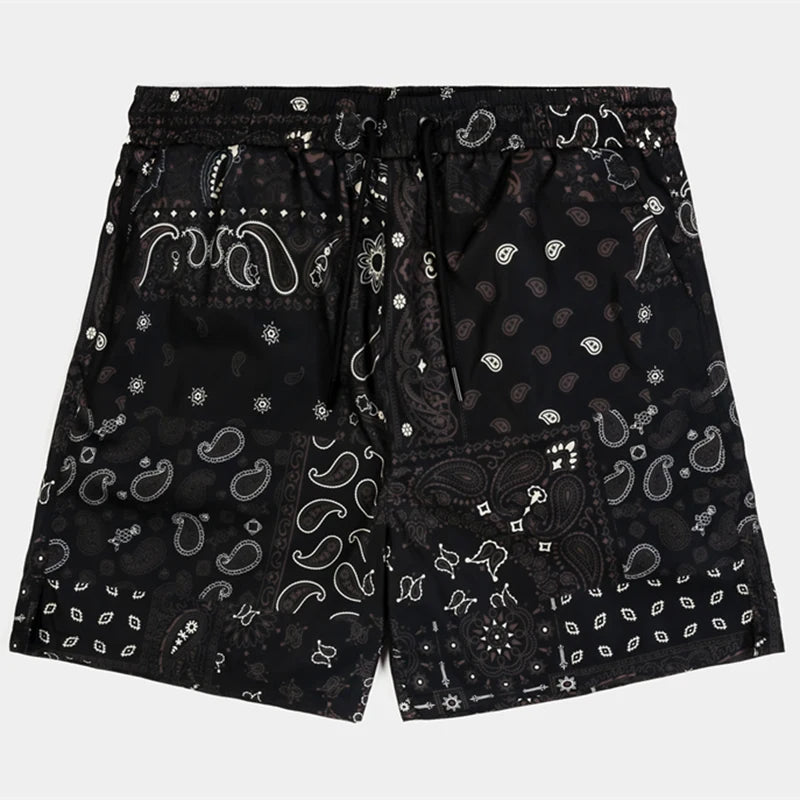 Beach sandal shorts with 3D print, men's casual retro shorts for summer, breathable and quick-drying sports and fitness shorts