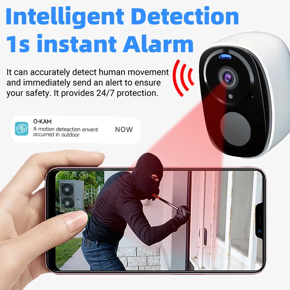 4G Security Cameras Wireless Outdoor 2K Rechargeable Battery Camera Home Surveillance No WiFi Needed PIR IP65 Work With O-kam Pr