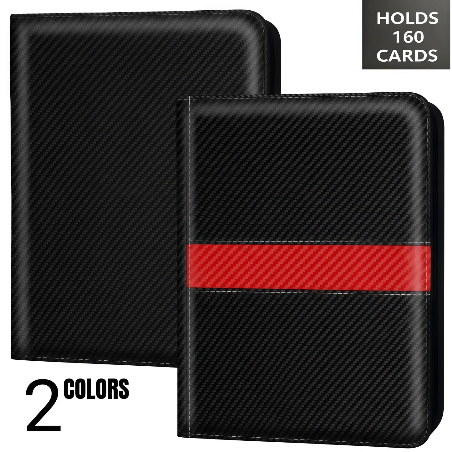 Twill Color-Blocked Trading Card Binder, 20 Pages with 4 Pockets, Thick Inner Pockets, Full Zipper Moisture-Proof and Dust-Proof Design, Multifunctional Side-Insert Binder, Can Hold 160 Standard-Size Cards, Suitable for Colle
