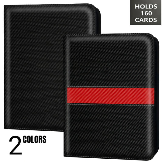 Twill Color-Blocked Trading Card Binder, 20 Pages with 4 Pockets, Thick Inner Pockets, Full Zipper Moisture-Proof and Dust-Proof Design, Multifunctional Side-Insert Binder, Can Hold 160 Standard-Size Cards, Suitable for Colle