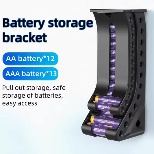 Battery Storage Organizer AA & AAA Combo Battery Keeper Holder Wall Mount Battery Dispenser Container for 10AAA & 10AA Batteries