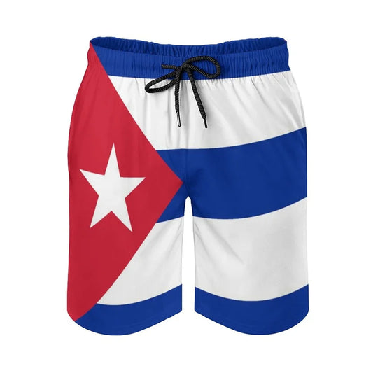 Cuban Flag 3d Print Cuba Swim Trunks Men Drawstring Quick Dry Street Beach Shorts Swimwear Bathing Suits Surf Board Shorts