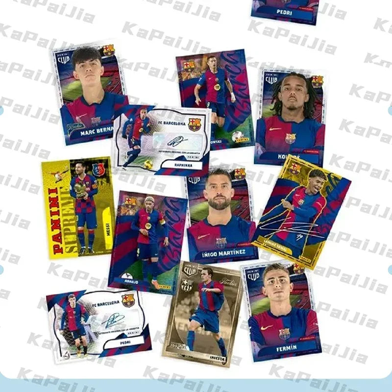 Genuine Panini 2024-25 FC Barcelona Team Box Soccer Trading Cards Leo Messi Lamine Yamal Collectible Football Card Gift for Fans