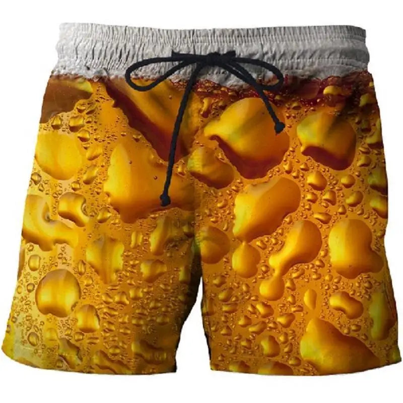 Beer Graphic Shorts Pants Casual Men 3D Printed Beach Shorts Summer Surf Swim Trunks Hawaii Vacation Swimsuit Ice Shorts
