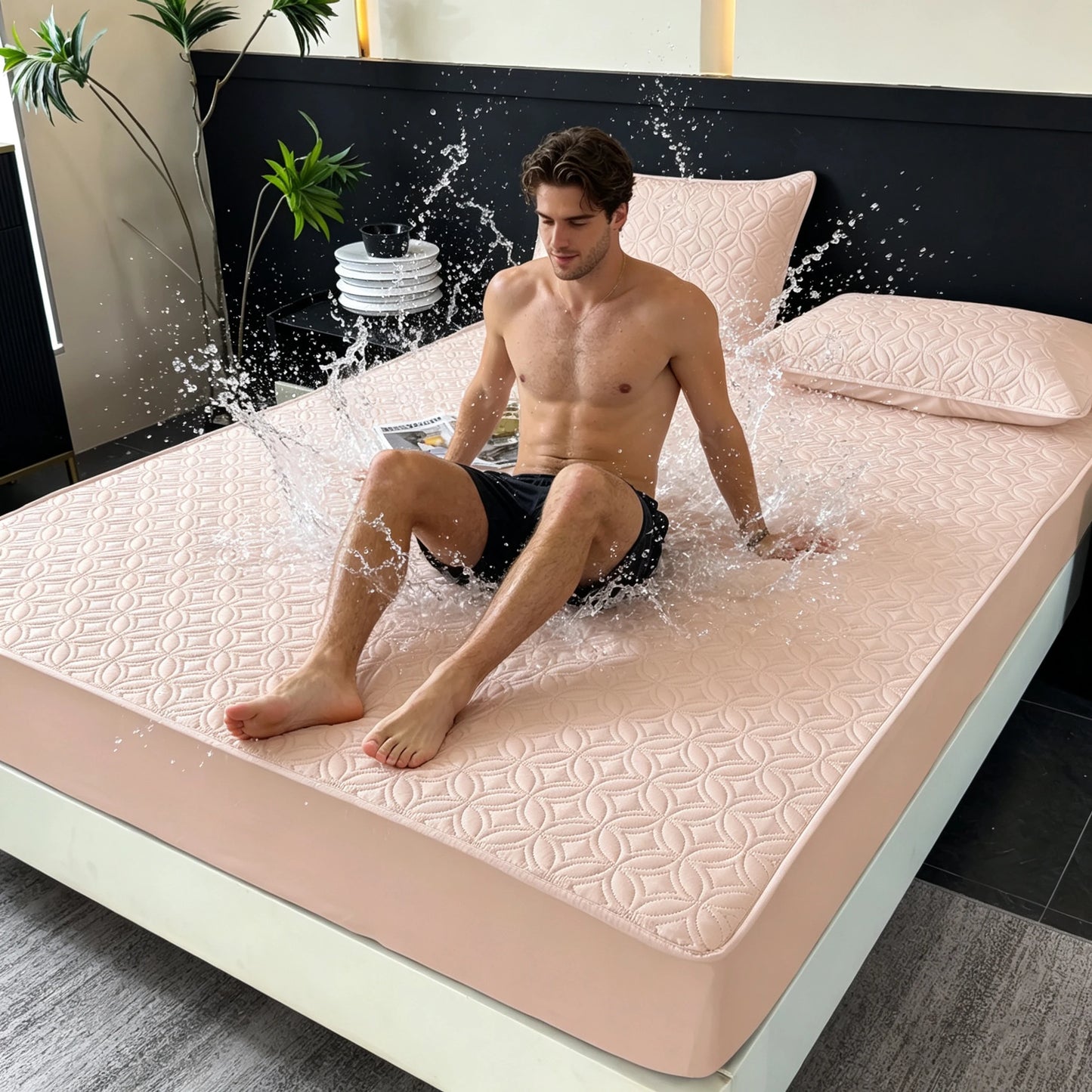 1 Piece of Luxurious, Ultra-Soft, Comfortable, Waterproof Fitted Sheet and Thickened Mattress Cover (Pillowcase Not Included), Solid Color Bedding Set, All-Inclusive Mattress Cover, Skin-Friendly, Breathable, Moisture-Wicking