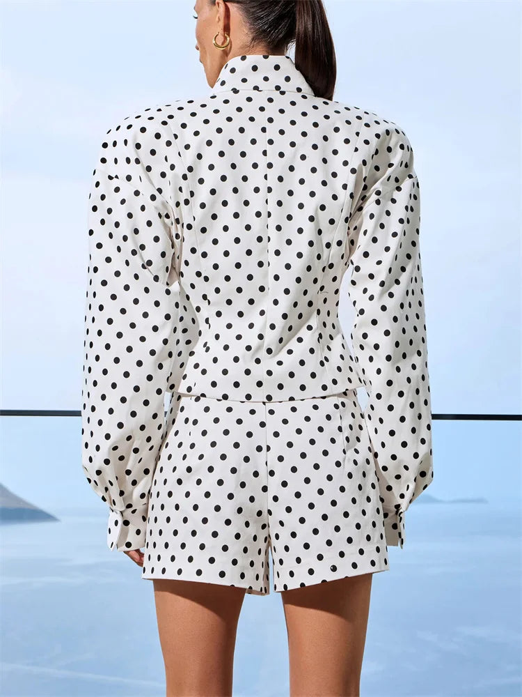 Tossy Fashion Commute 2 Piece-Set Shorts For Women Long Sleeve Patchwork Contrast Shirts Coat And Female Shorts Outfits Summer