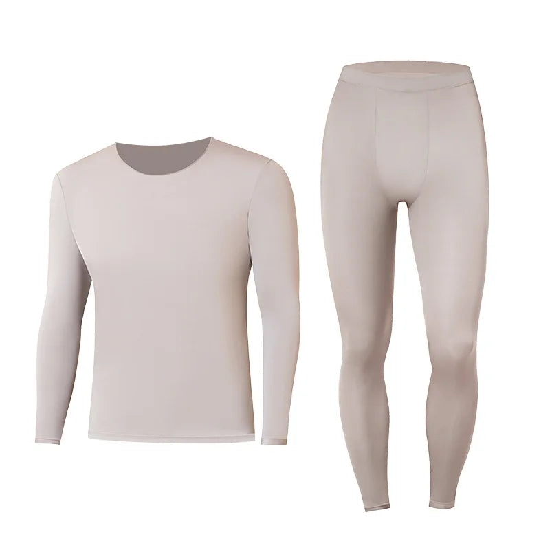 Men Thermal Underwear Set Plus Size Ultra-thin Pajamas Suit High Elastic Long Sleeve Long Johns Autumn Winter Skincare Clothing