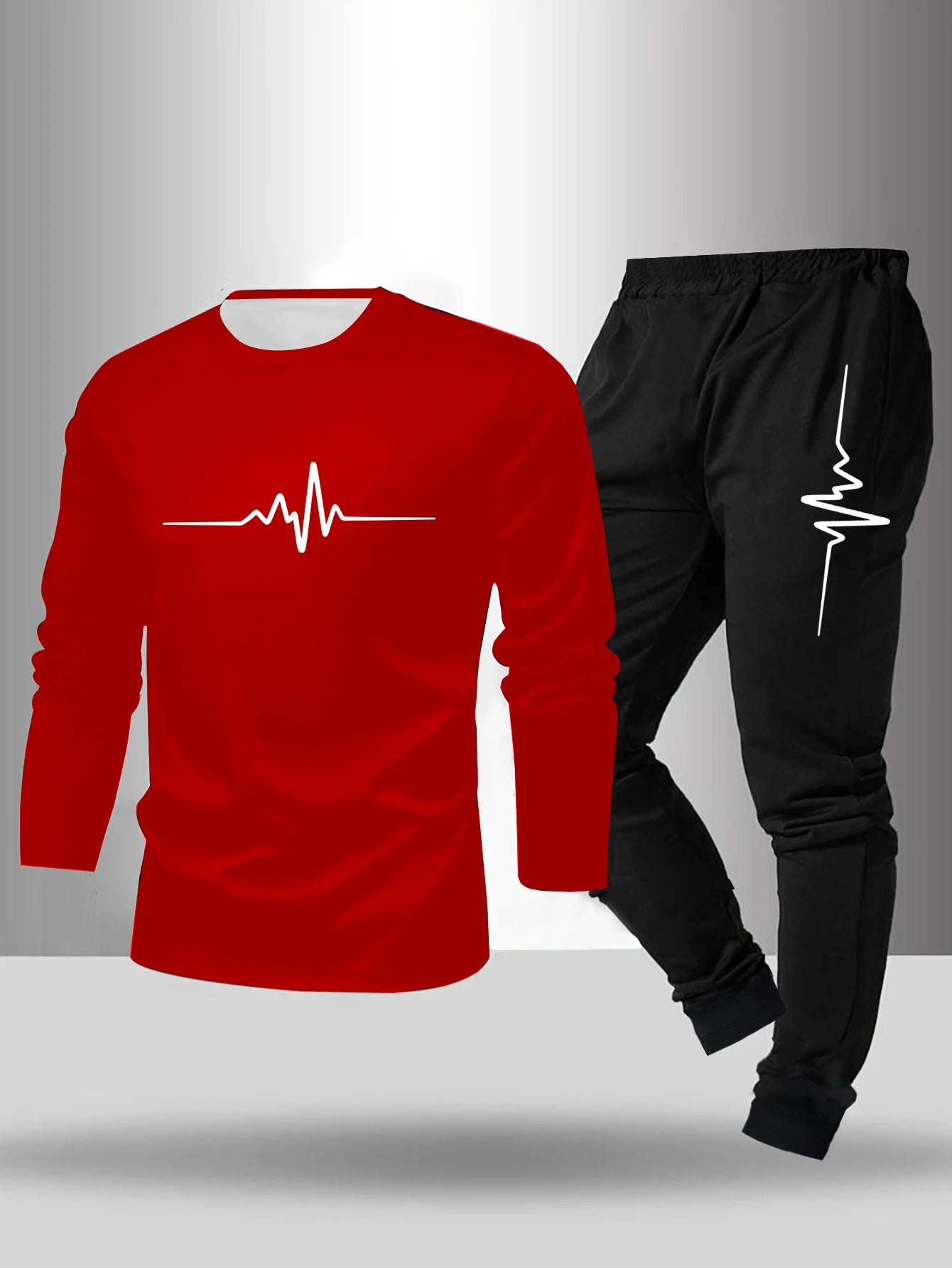 2-piece set of men's pajamas for spring summer autumn winter long sleeved pants geometric pattern base shirt home suit set