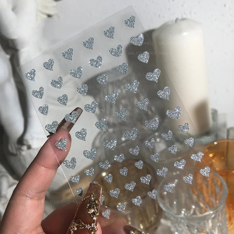 1PCS Black White Butterfly Laser Nail Stickers Y2K Nail Art Decoration Abstract Lines Bronzing Flowers Stickers For Nails