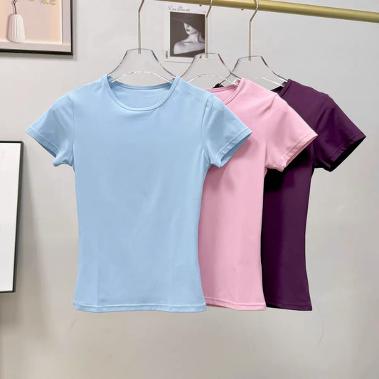 Women's Outdoor Sports Shirt Yoga Wear Fitness T-Shirt Quick Dry Running T-Shirt Workout Top Female Sportswear Exercise Clothing