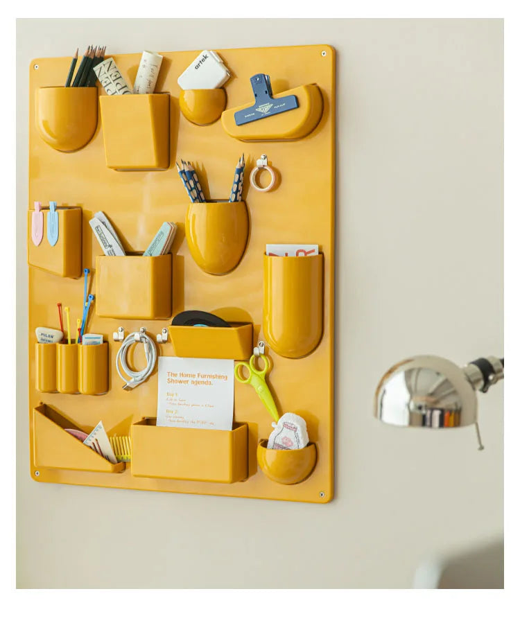 Wall-mounted Storage Rack with Hooks for Office, Kitchen and Workshop Children's Room Organizer with Adjustable Shelves