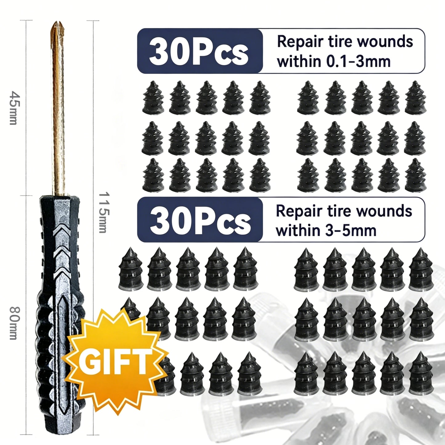 Car Motorcycle Vacuum Tyre Repair Nails 10-60pcs Truck Scooter Bike Tire Puncture Repair Tools Rubber Metal Nails Accessories