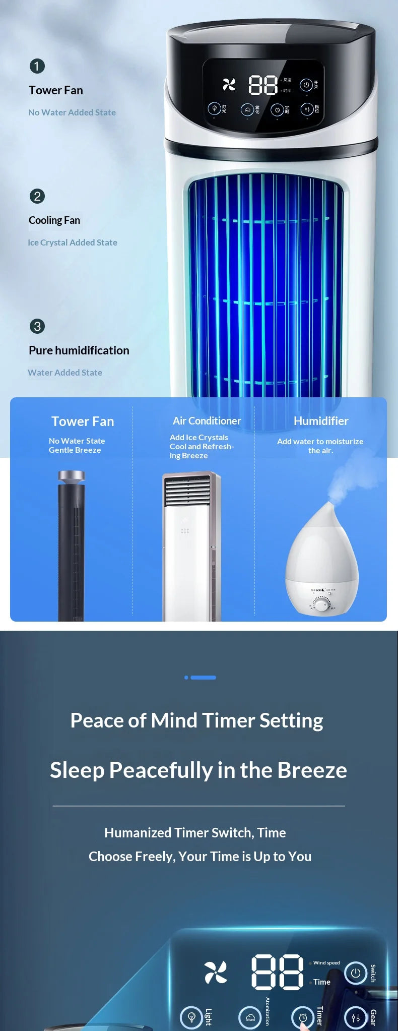 Portable Mini Air Conditioner Air Cooler Fan Water Cooling Fan Air Conditioning Air Cooler For Office Mobile Air Conditioner