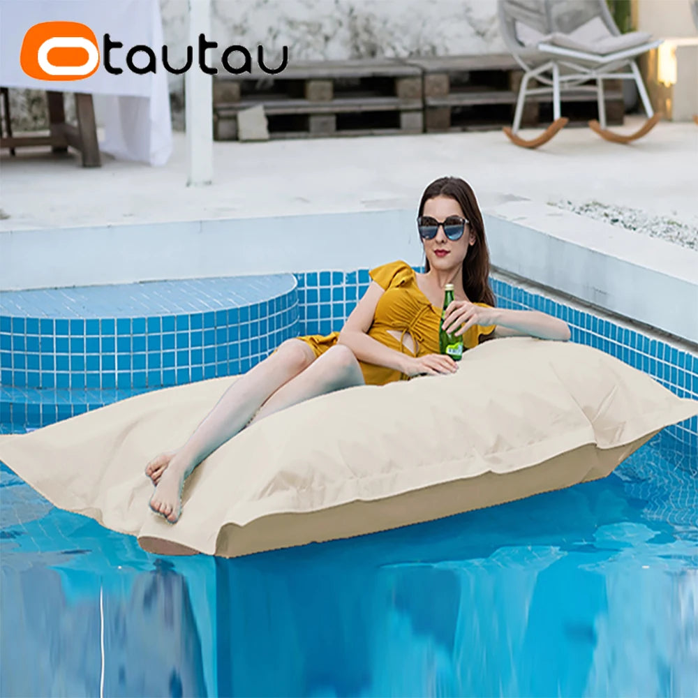 OTAUTAU Retangular Swimming Pool Floating Bean Bag Pouf Cover No Filler Waterproof Beach Pillow Sac Sofa Bed Chaise Lounge DD034