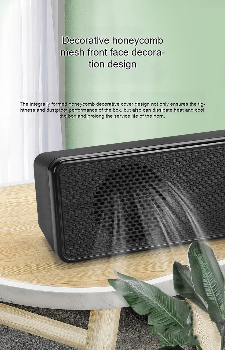 HOMEFISH  BT5.0 Soundbar Speaker Wired Wireless Dual Mode 9D Surround Stereo Bass Anti-Interference for PC TV Phone Gaming