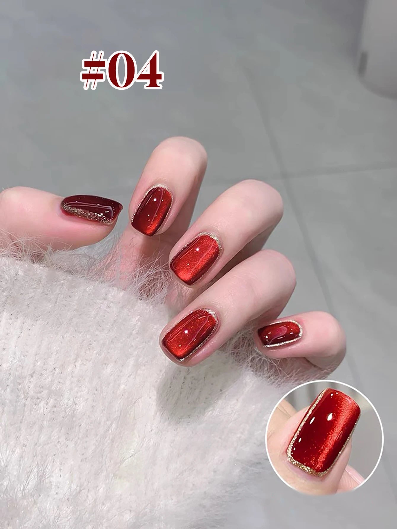MIANEL 12ML Red Ocean Cat Eye Gel Nail Polish 2026 Top Selling Red Color Flash Glass Beads Cat Magnetic Gel Red Nails 1-9pcs