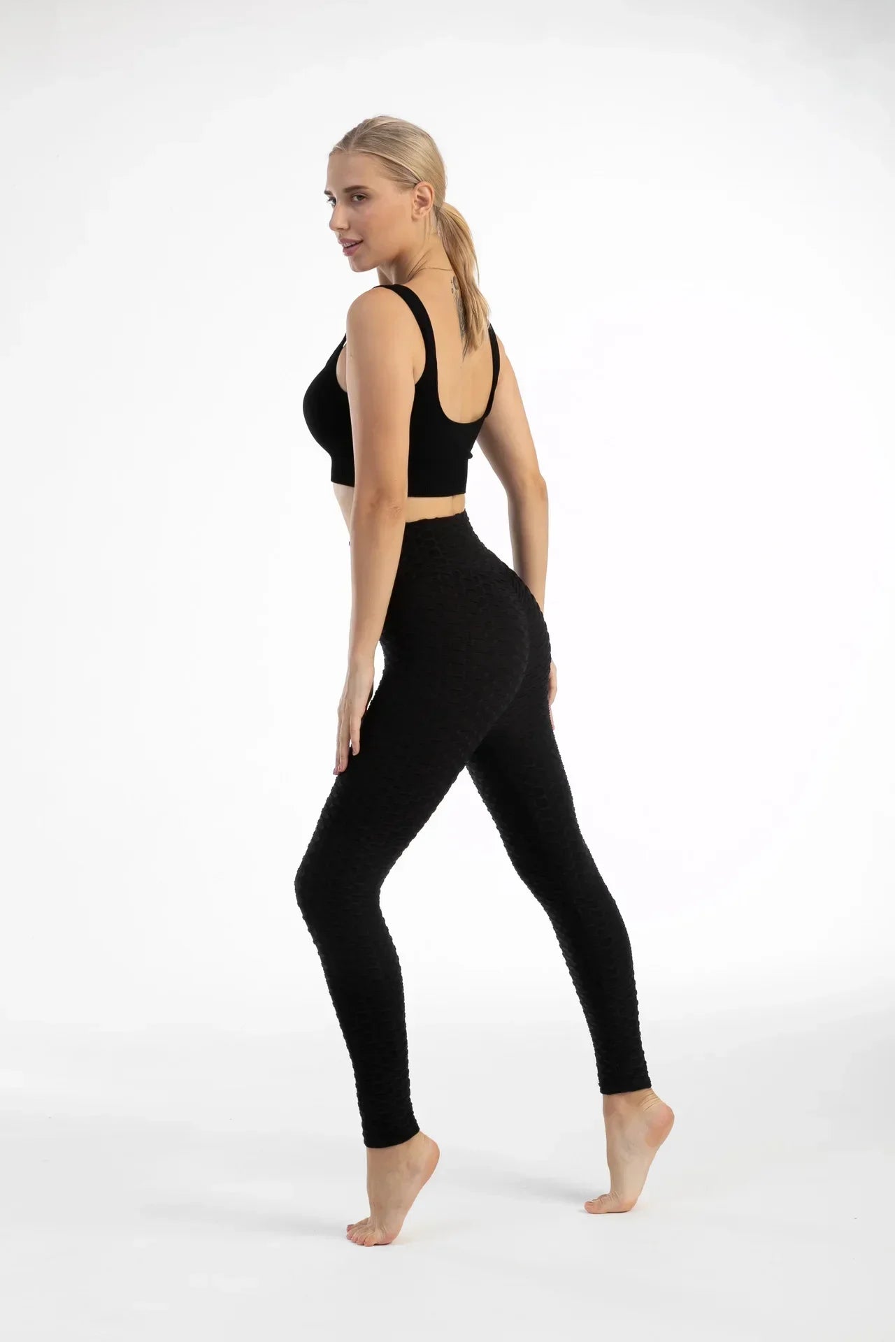 Women High Waist Bubble Leggings Seamless Yoga Leggings High Elastic Hip Liftting Gym Trainning Running Slim Fashion Pants