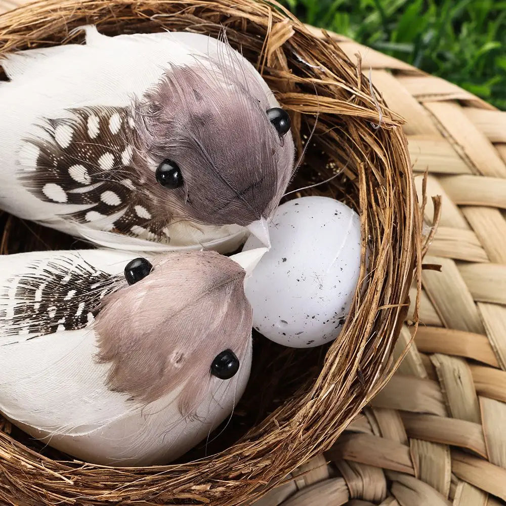 Decor Garden Vine Home House Decoration Craft Nature Realistic Feathered Bird Nest Artificial Craft Birds Birds Egg