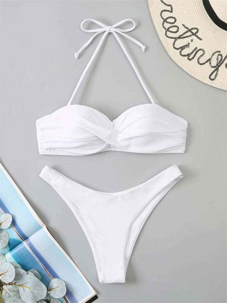 Bikini Swimsuit Women Swimwear 2026 New Solid Push Up Bikinis Set High Waist Thong Bathing Suit Two Pieces Swimming Suits Female