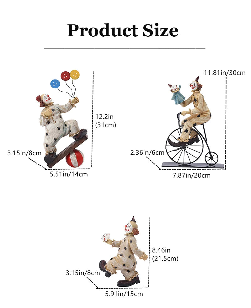 Decorative Sculptures For Home Modern Resin Statues And Figurines Living Room Decoration Desktop Table Circus Clown Ornaments