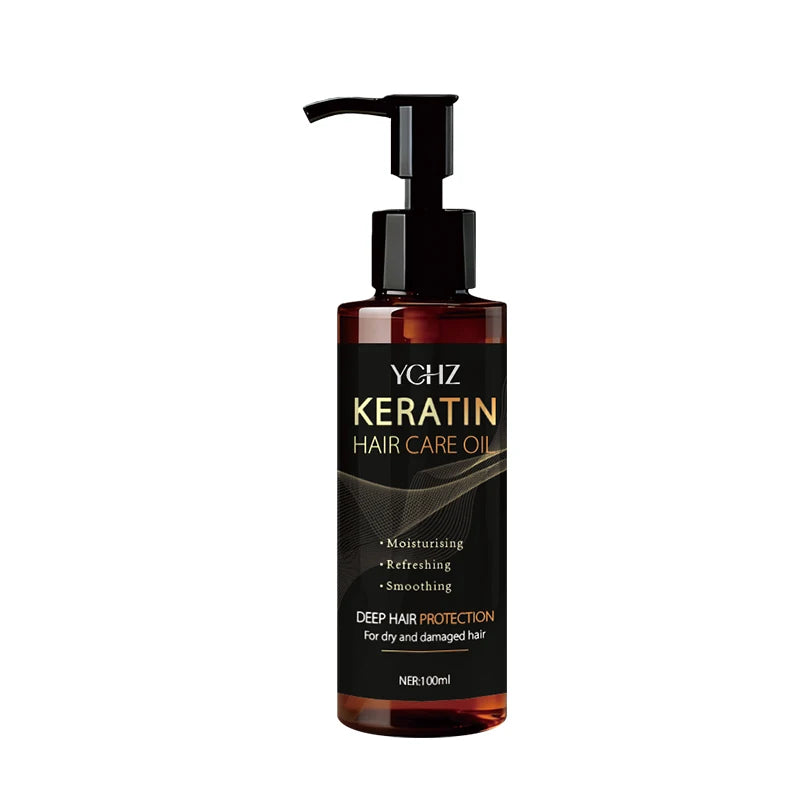 Keratin Hair Oil, Nourishes and Protects Hair, Effective Moisturizing Care, Instantly Makes Hair Shiny and Smooth, with a Charming Fragrance, Suitable for All Types of Dry and Frizzy Hair