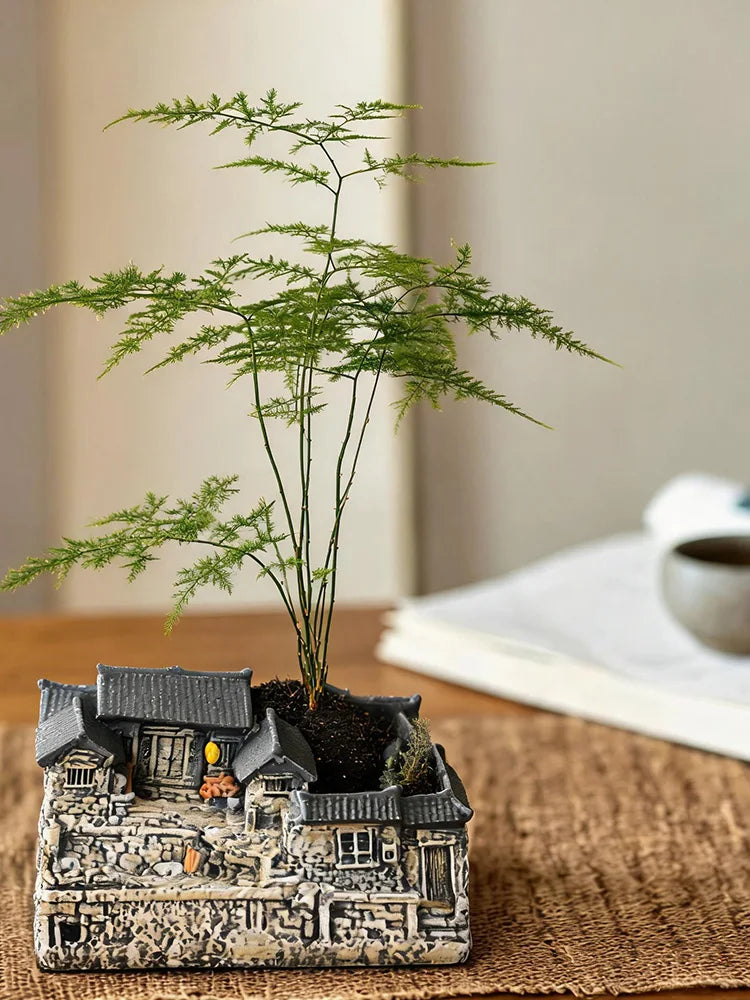 Micro Landscape Decoration Ornament Retro and Nostalgic House Ornament Home Living Room Bedroom Decoration Gift for Friends
