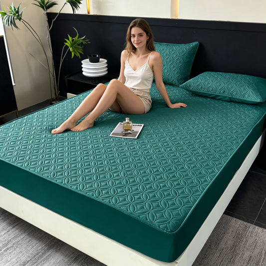1 Piece of Luxurious, Ultra-Soft, Comfortable, Waterproof Fitted Sheet and Thickened Mattress Cover (Pillowcase Not Included), Solid Color Bedding Set, All-Inclusive Mattress Cover, Skin-Friendly, Breathable, Moisture-Wicking