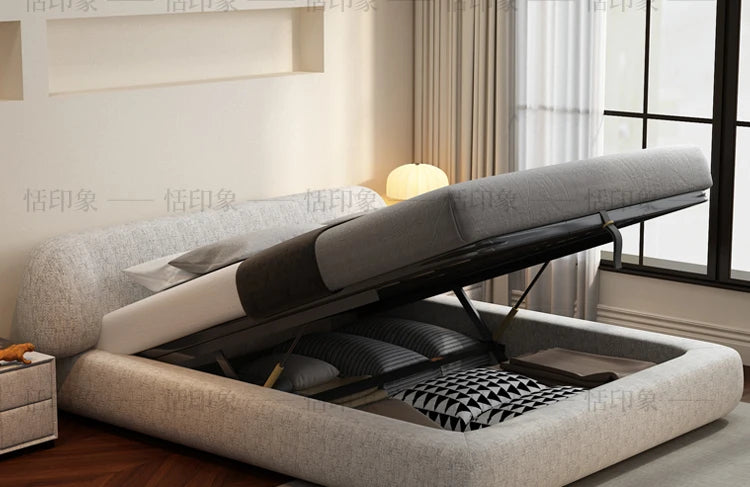 Wedding Comfortable Beds Aesthetics Double European Storage Modern Beds Cream Designer Minimalist Wood Cama Casal Furniture