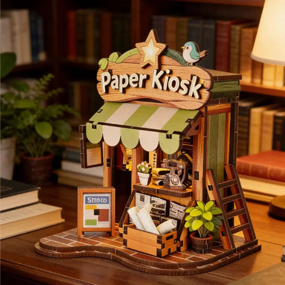 Creative Bookstore Desktop Decoration DIY Book Home Wooden Building 3D Hand-assembled Building Model Highquality Furnishing Gift