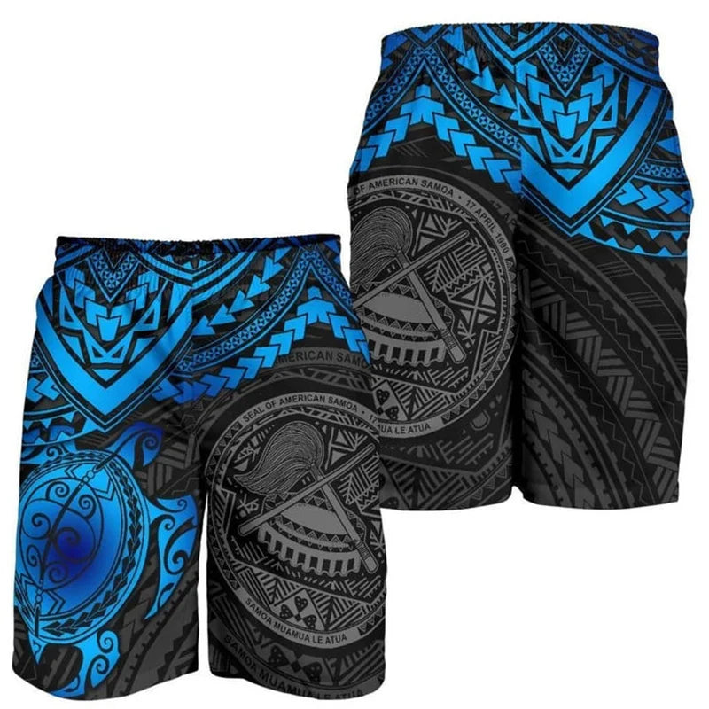 New 3D Printed Polynesian Tribal Turtle Hawaii Shorts Men's Beach Shorts Women Vacation Floral Sports Board Shorts Swim Trunks