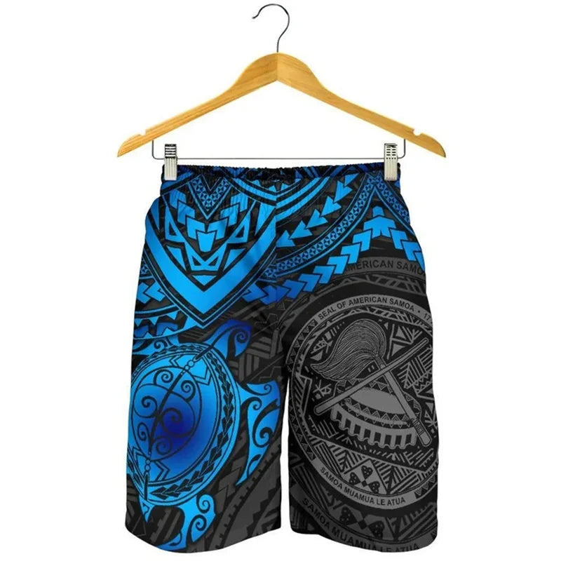 New 3D Printed Polynesian Tribal Turtle Hawaii Shorts Men's Beach Shorts Women Vacation Floral Sports Board Shorts Swim Trunks