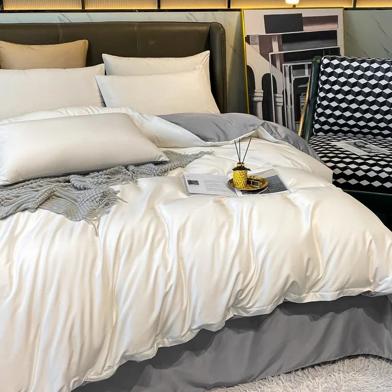 Nordic 100% Cotton Bedding Set with Sheet Duvet Cover Pillowcases Single Couple Bedsheet King Queen Double Twin Size Bed Linen