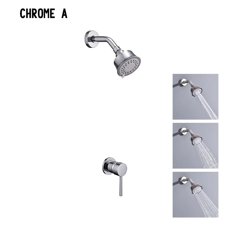 High Quality Brushed Gold Wall Mounted Bathroom Shower Mixer Brass Faucet Hot Cold Water Mixer Tap ABS Head Rainfall Shower Set