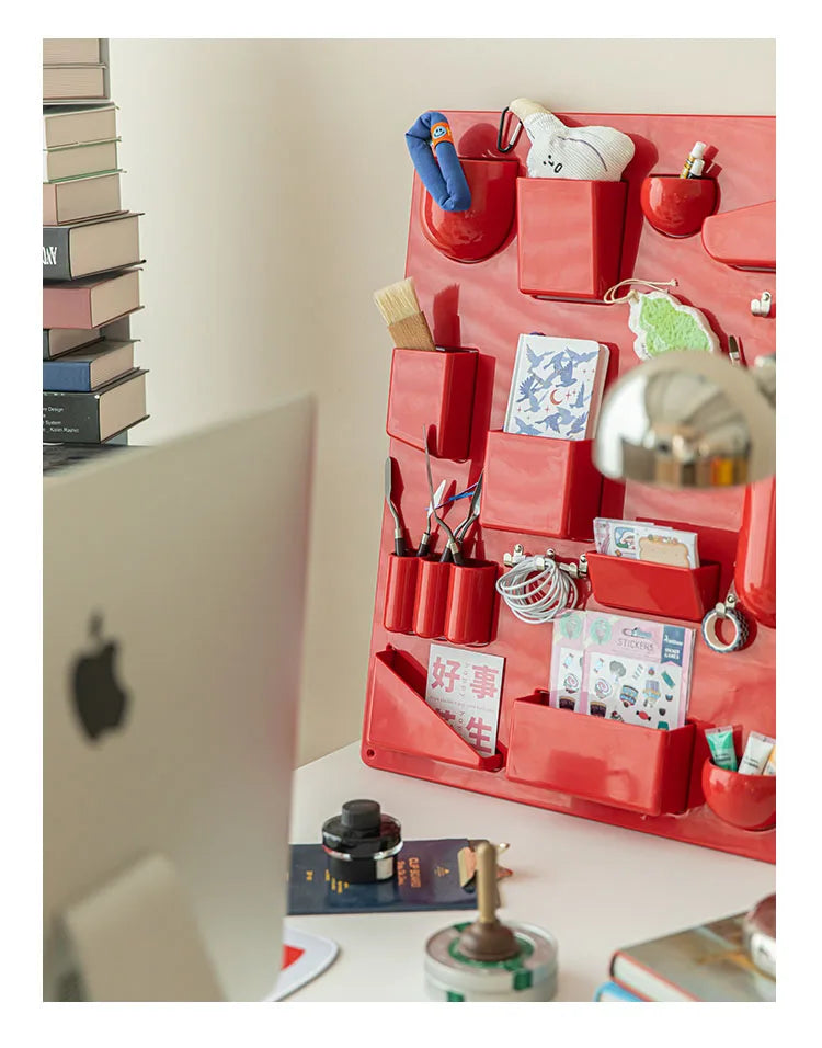 Wall-mounted Storage Rack with Hooks for Office, Kitchen and Workshop Children's Room Organizer with Adjustable Shelves