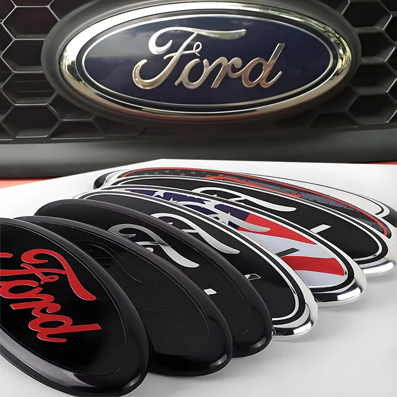For Ford Focus Fiesta Ranger Mondeo Mustang Car Badge Front Grille Rear Trunk Hood Lid Logo Decor Cover Emblem Auto Accessories