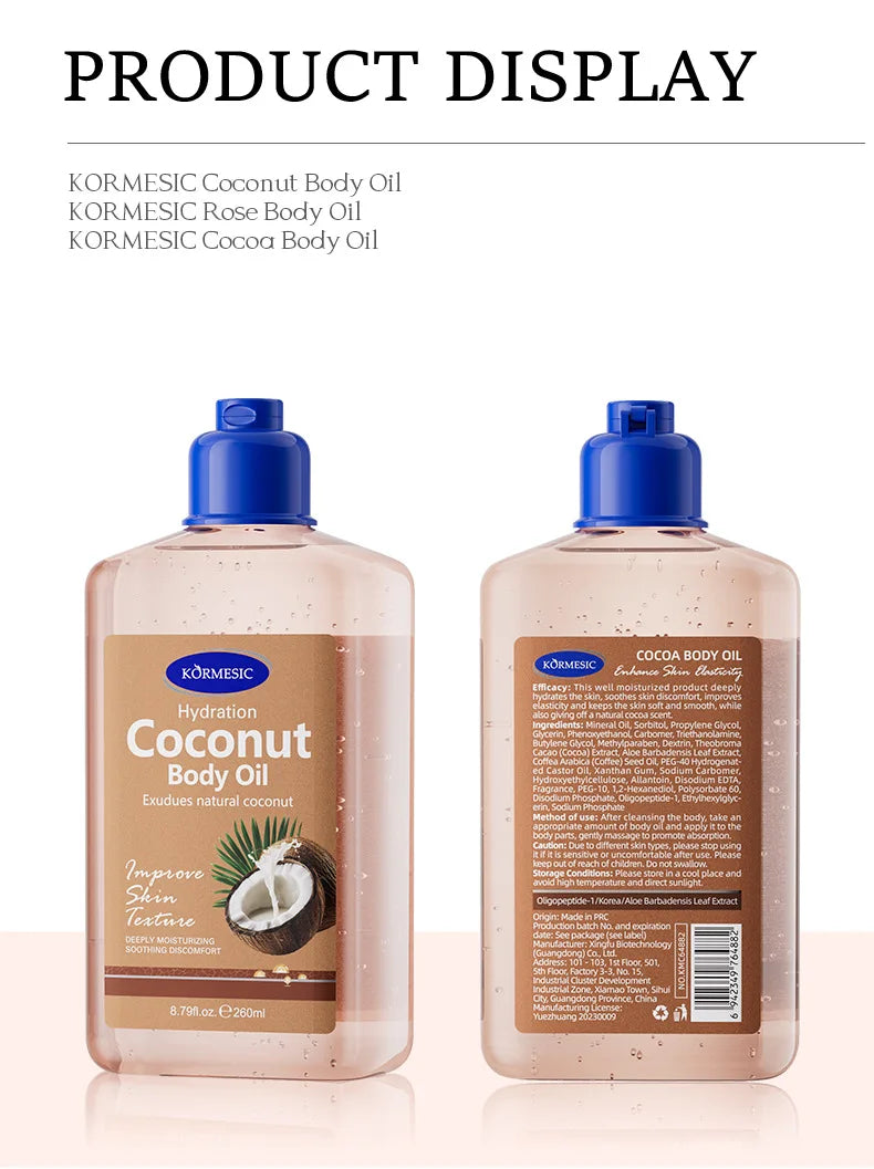 Coconut Body Oil Moisturizing Essence, Long-Lasting Nourishing  Skincare Oil, Non-Greasy Body Care Oil for Women Daily Use
