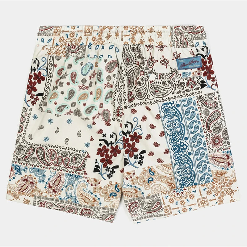 Beach sandal shorts with 3D print, men's casual retro shorts for summer, breathable and quick-drying sports and fitness shorts