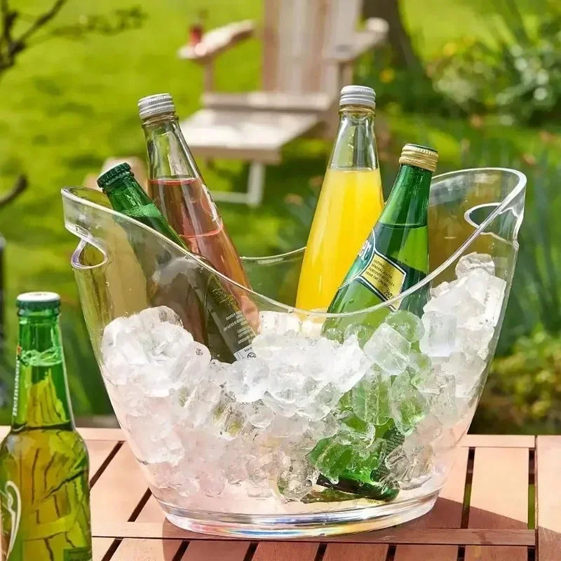 New 4L/8L Clear Plastic Ice Cube Storage Bucket or Champagne Bottles Ice Cooler Bar Decor for Home Kitchen Bar Cafe Use